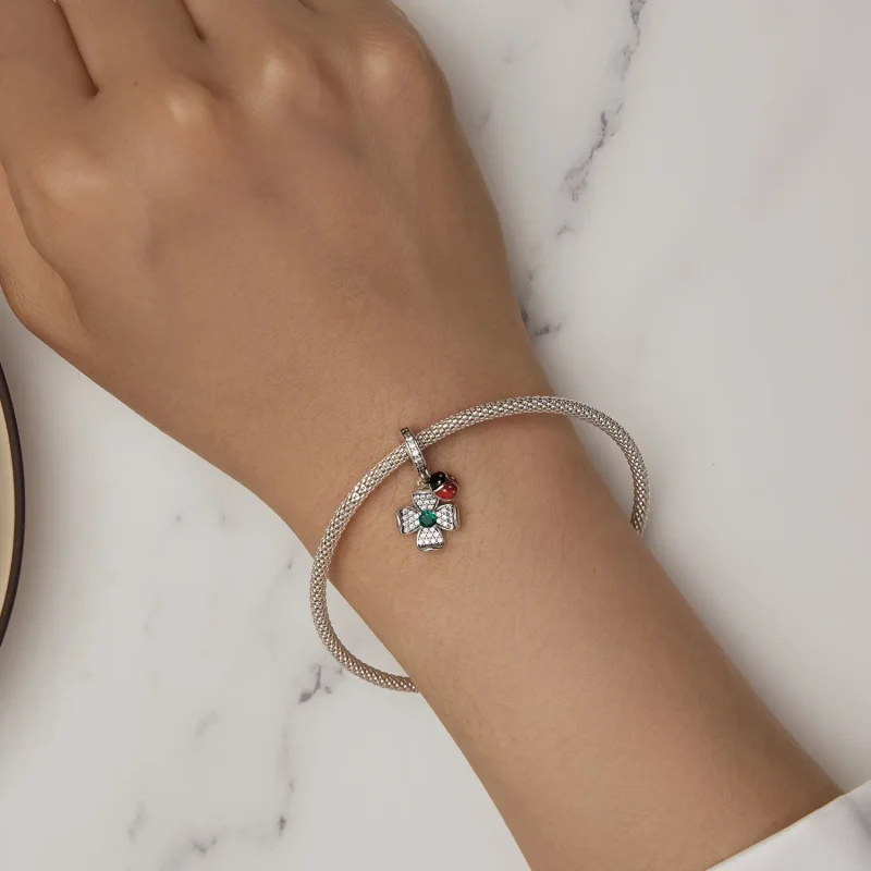 (bilde for) Pandora Style Lucky Clover Ladybug Anheng Charm - SCC2523 - Vis 5