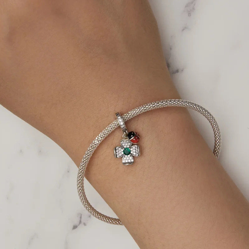 (bilde for) Pandora Style Lucky Clover Ladybug Anheng Charm - SCC2523 - Vis 6