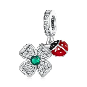 (bilde for) Pandora Style Lucky Clover Ladybug Anheng Charm - SCC2523