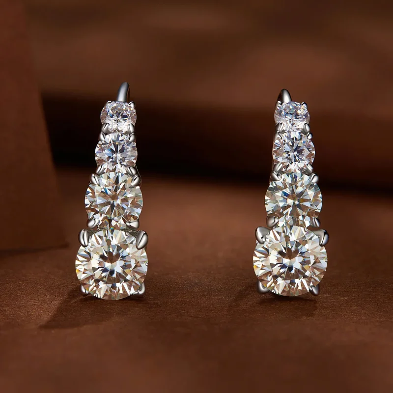 (bilde for) Pandora Style Moissanite Hoops øredobber - MSE023 - Vis 2