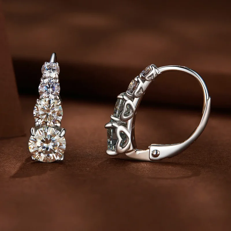 (bilde for) Pandora Style Moissanite Hoops øredobber - MSE023 - Vis 3
