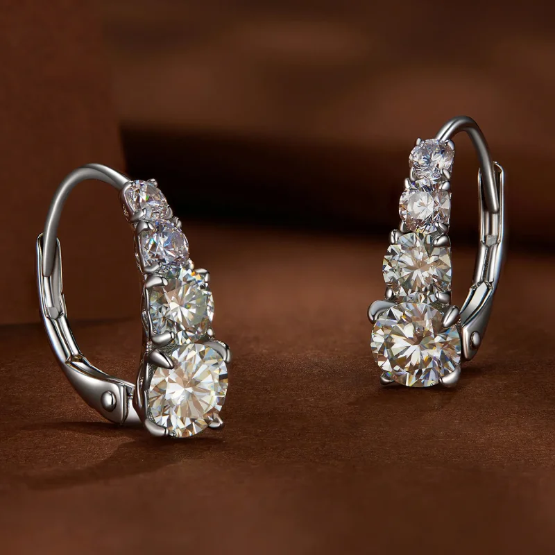 (bilde for) Pandora Style Moissanite Hoops øredobber - MSE023 - Vis 4