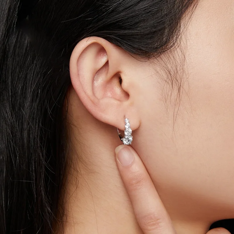 (bilde for) Pandora Style Moissanite Hoops øredobber - MSE023 - Vis 5