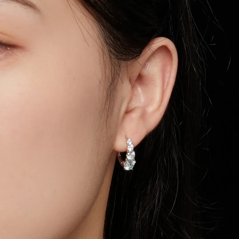 (bilde for) Pandora Style Moissanite Hoops øredobber - MSE023 - Vis 6