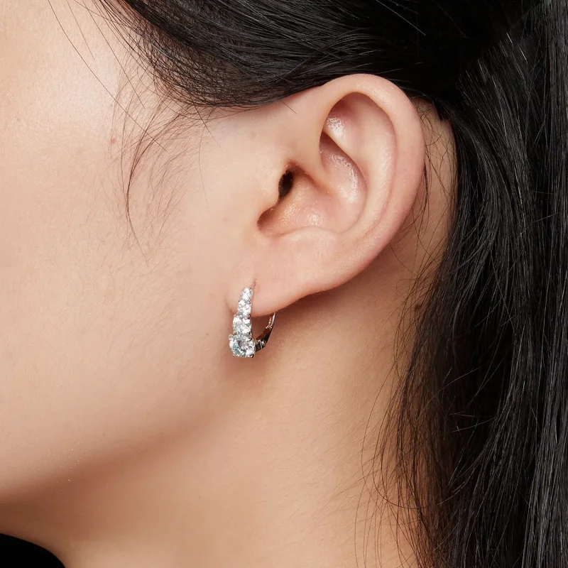 (bilde for) Pandora Style Moissanite Hoops øredobber - MSE023 - Vis 7