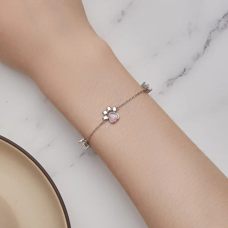 (bilde for) Pandora Style Opal Paw Print Armbånd - SCB256 - Vis 6