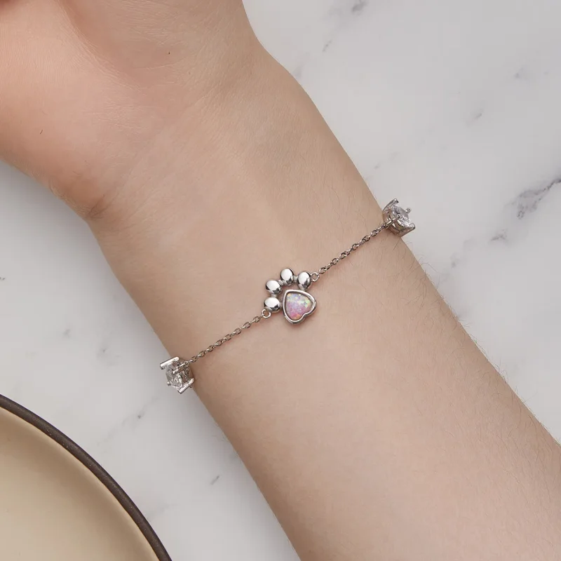(bilde for) Pandora Style Opal Paw Print Armbånd - SCB256 - Vis 7