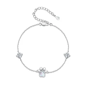 (bilde for) Pandora Style Opal Paw Print Armbånd - SCB256