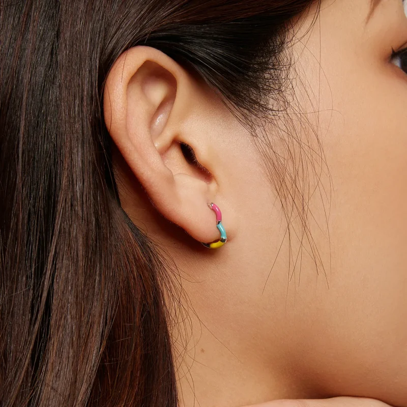 (bilde for) Pandora Style Rainbow Heart Hoops øredobber - SCE1607 - Vis 7