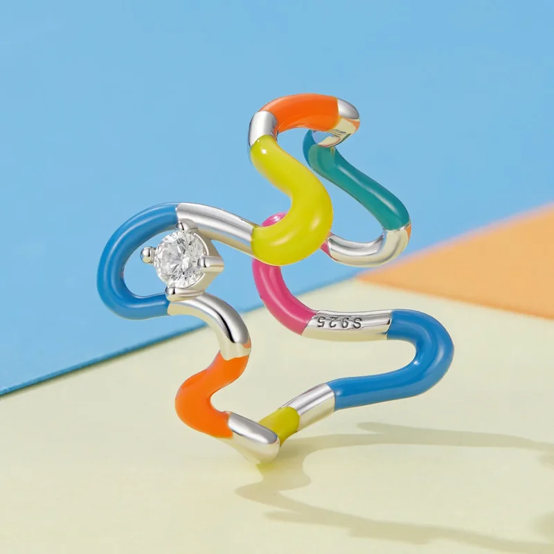 (bilde for) Pandora Style Rainbow Irregular Ring - SCR940 - Vis 2