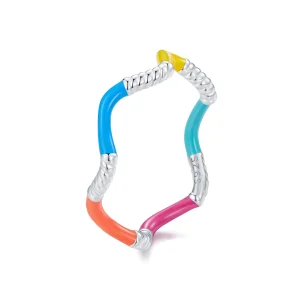(bilde for) Pandora Style Rainbow Wavy Irregular Ring - SCR941