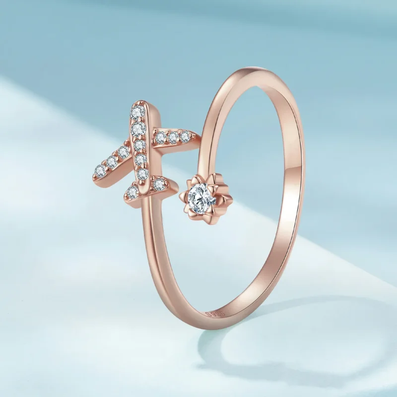 (bilde for) Pandora Style Rose Gold Distance Open Ring - SCR623-C - Vis 2