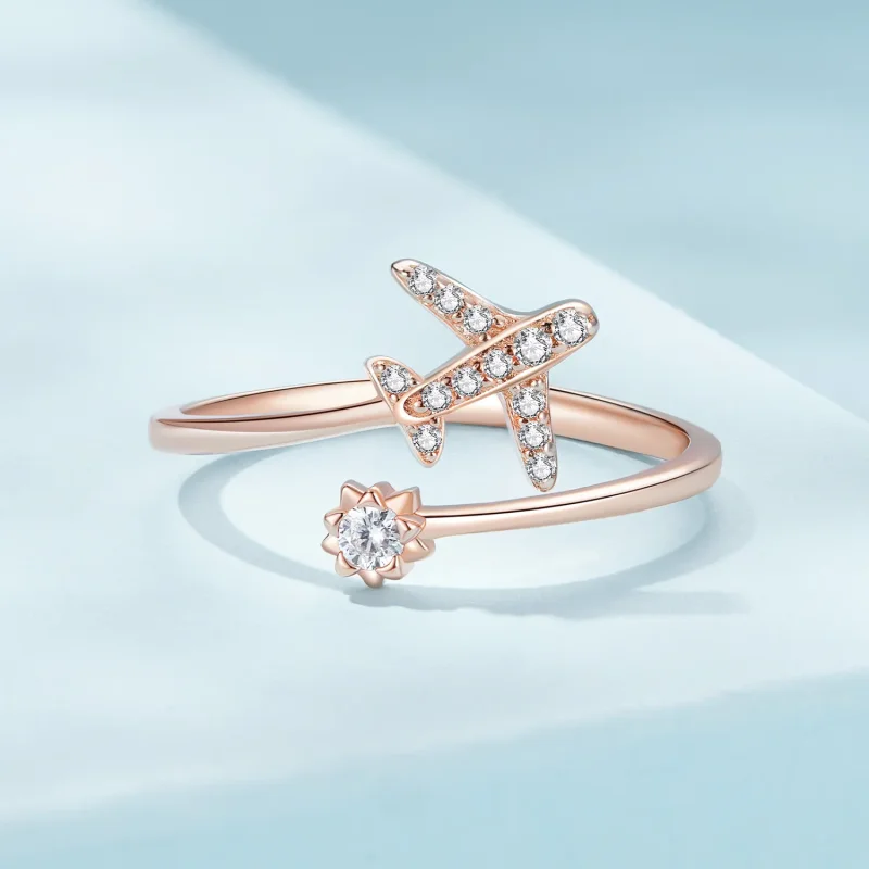(bilde for) Pandora Style Rose Gold Distance Open Ring - SCR623-C - Vis 3