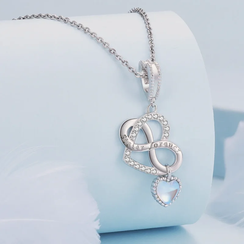 (bilde for) Pandora Style Sister Heart Pendant Charm - BSC860 - Vis 2