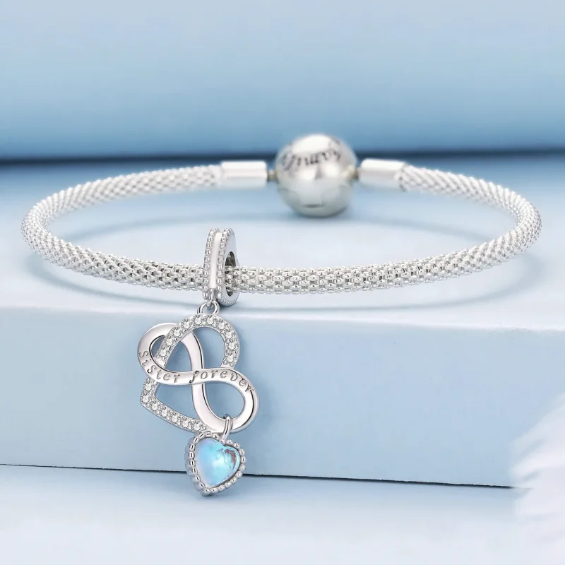 (bilde for) Pandora Style Sister Heart Pendant Charm - BSC860 - Vis 3