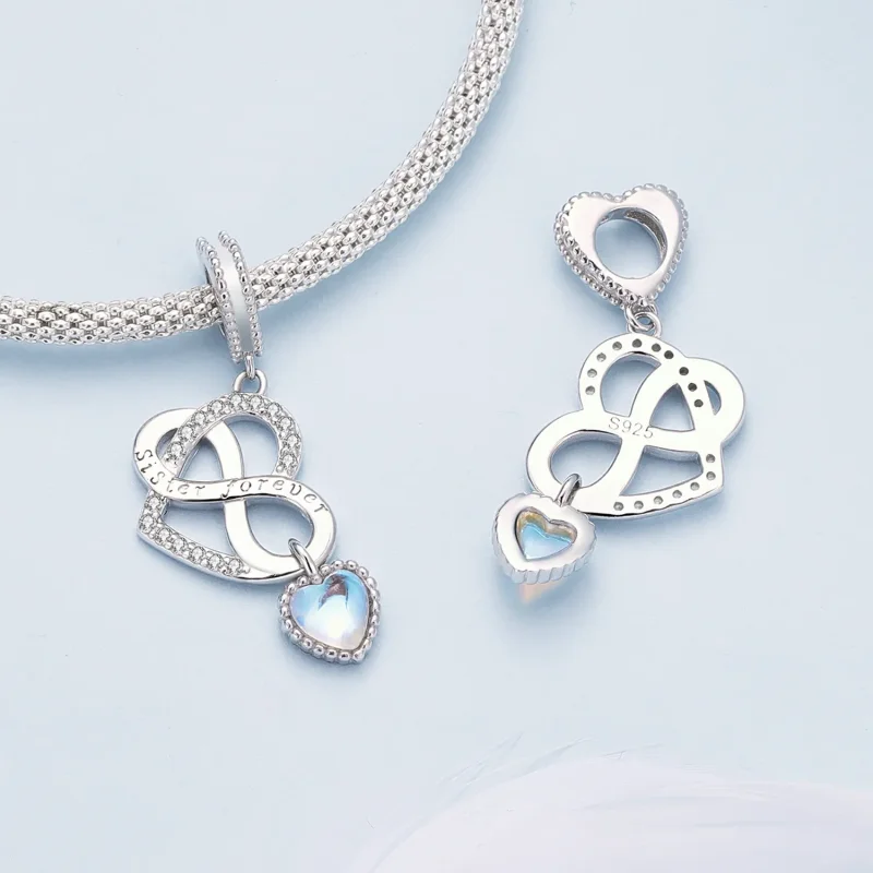 (bilde for) Pandora Style Sister Heart Pendant Charm - BSC860 - Vis 4