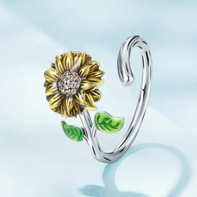 (bilde for) Pandora Style Sunflower Open Ring - SCR934 - Vis 2