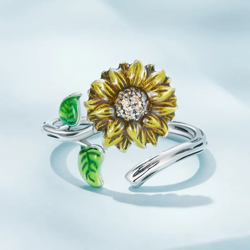 (bilde for) Pandora Style Sunflower Open Ring - SCR934 - Vis 3