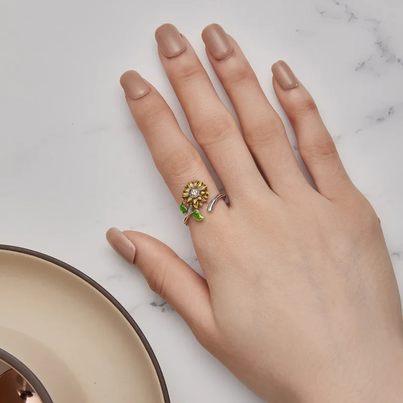 (bilde for) Pandora Style Sunflower Open Ring - SCR934 - Vis 5