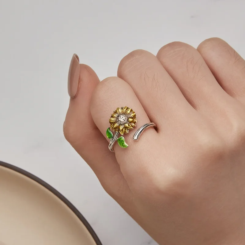 (bilde for) Pandora Style Sunflower Open Ring - SCR934 - Vis 6