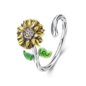 (bilde for) Pandora Style Sunflower Open Ring - SCR934