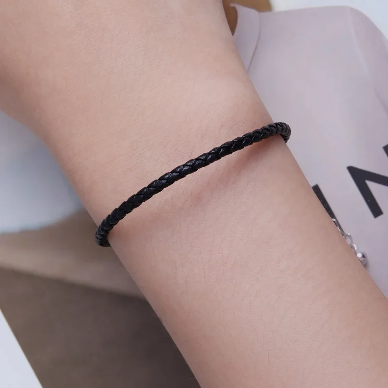 (bilde for) Pandora Style Enkelt Leather Armbånd - SCB243-BK - Vis 5
