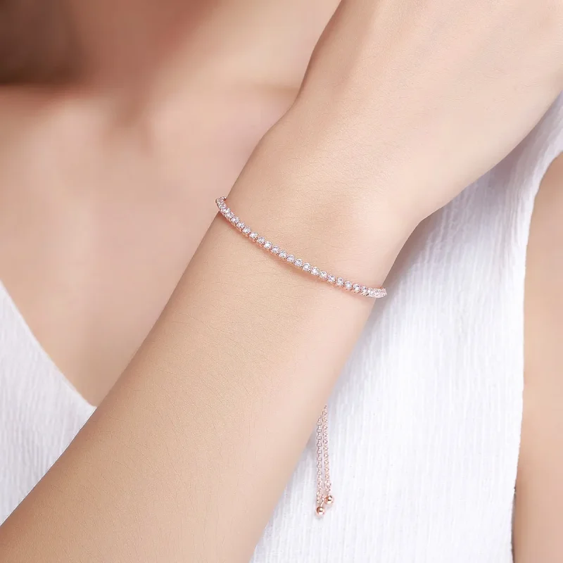 (bilde for) Pandora Style Gullbelagt Elegant Accompany Slider Tennis Armbånd - SCB046 - Vis 2
