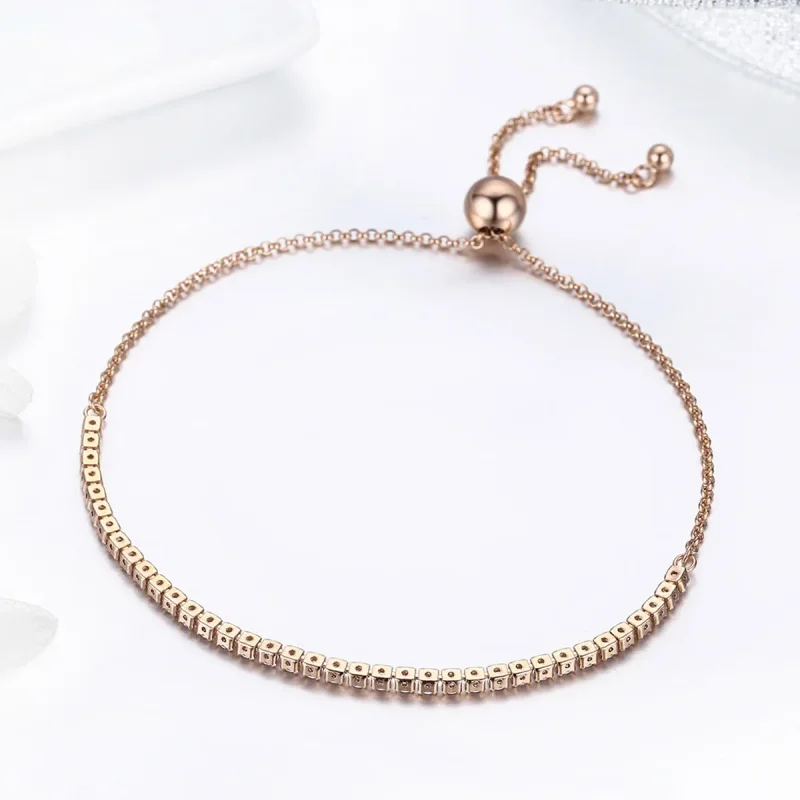 (bilde for) Pandora Style Gullbelagt Elegant Accompany Slider Tennis Armbånd - SCB046 - Vis 5