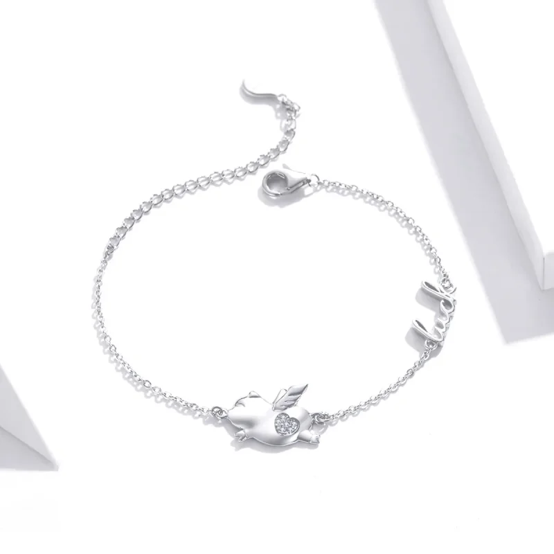 (bilde for) Pandora Style Little Flying Pig Armbånd - BSB022 - Vis 2