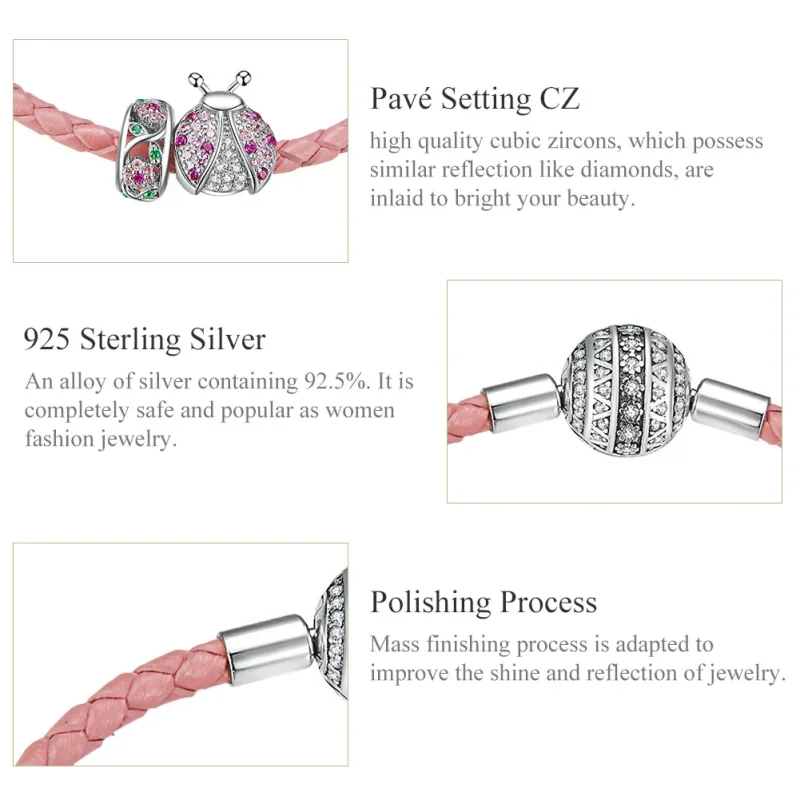 (bilde for) Pandora Style Lær Ladybug Armbånd - SCB823 - Vis 6