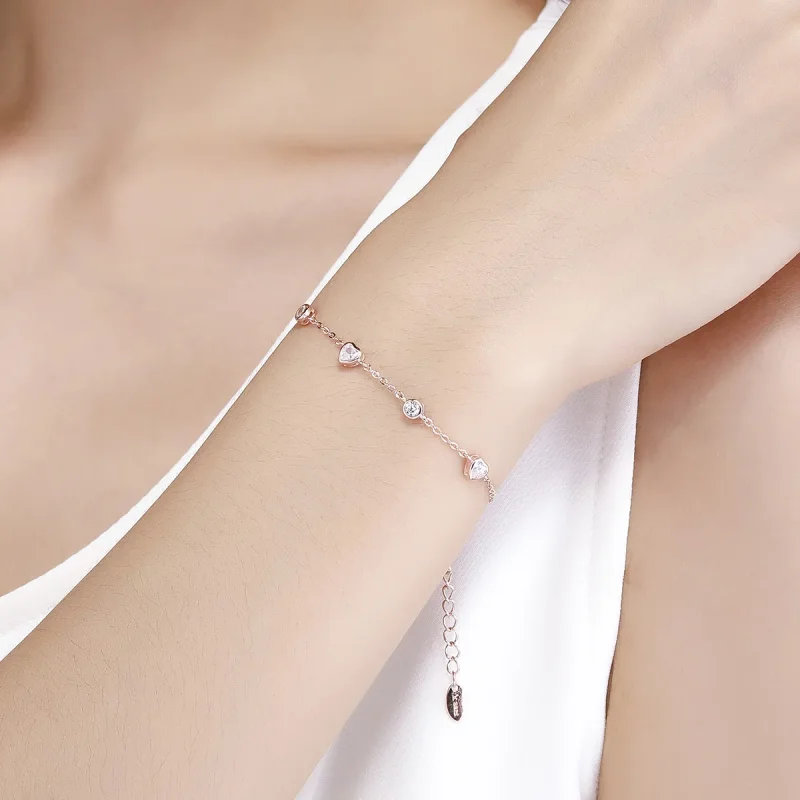 (bilde for) Pandora Style Rose Gold Beauty of Simplicity Femklips kjedeglidearmbånd - SCB097 - Vis 2