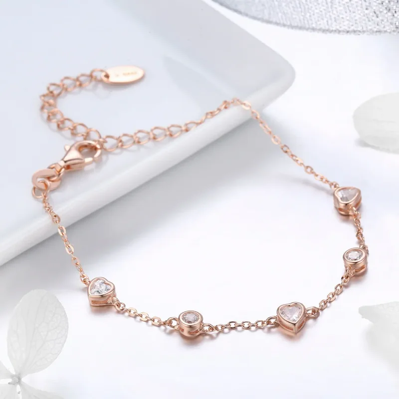 (bilde for) Pandora Style Rose Gold Beauty of Simplicity Femklips kjedeglidearmbånd - SCB097 - Vis 4