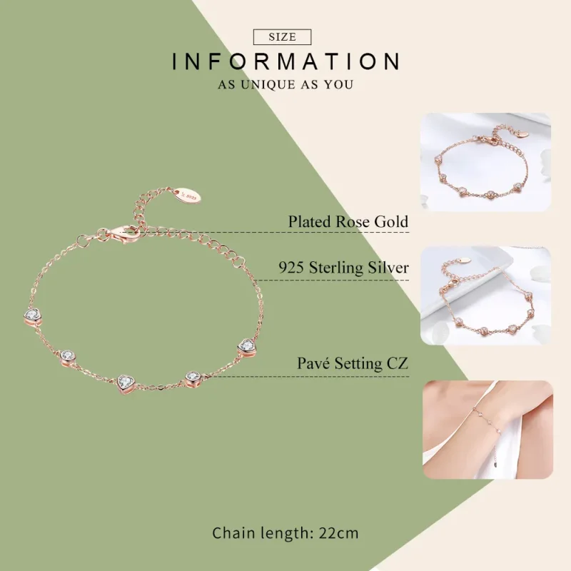 (bilde for) Pandora Style Rose Gold Beauty of Simplicity Femklips kjedeglidearmbånd - SCB097 - Vis 5