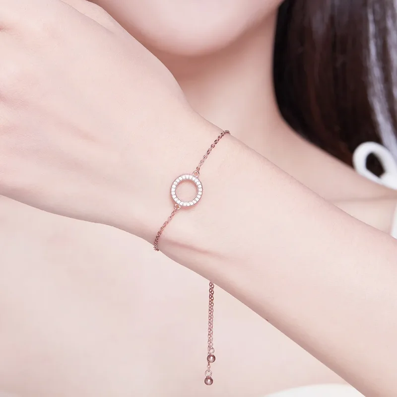 (bilde for) Pandora Style Rose Gold Destiny Slider Armbånd - SCB030-C - Vis 2