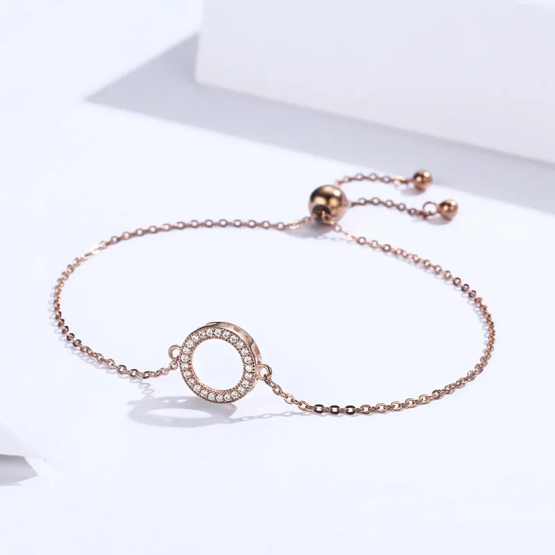 (bilde for) Pandora Style Rose Gold Destiny Slider Armbånd - SCB030-C - Vis 3