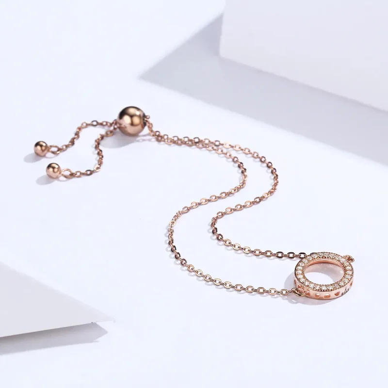 (bilde for) Pandora Style Rose Gold Destiny Slider Armbånd - SCB030-C - Vis 4
