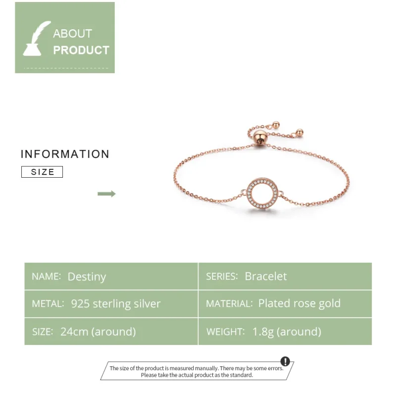 (bilde for) Pandora Style Rose Gold Destiny Slider Armbånd - SCB030-C - Vis 5