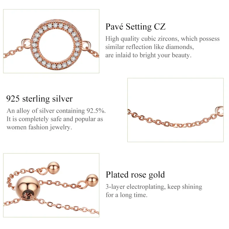(bilde for) Pandora Style Rose Gold Destiny Slider Armbånd - SCB030-C - Vis 6