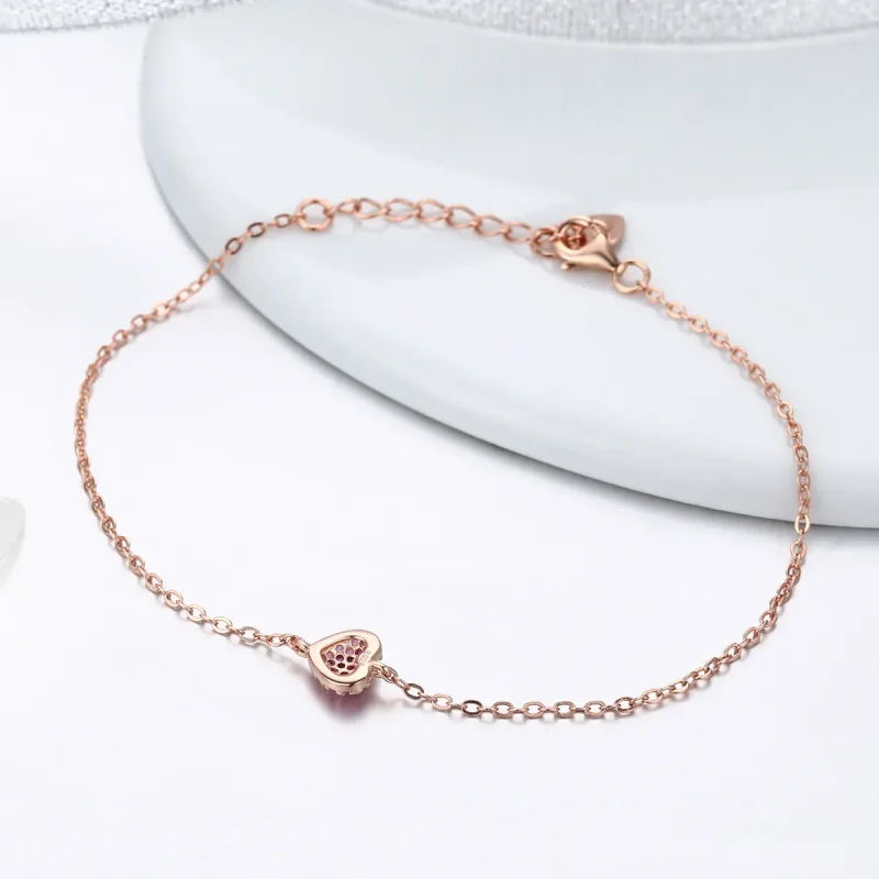 (bilde for) Pandora Style Rose Gold Elegant Heart Chain Armbånd - SCB050 - Vis 4