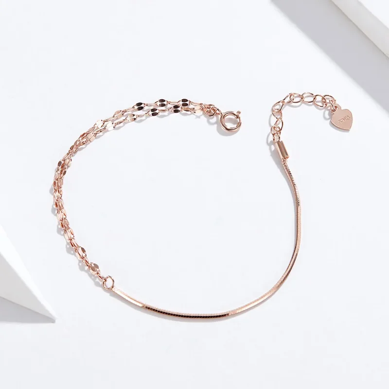 (bilde for) Pandora Style Rose Gold Simple Line Armbånd - SCB149 - Vis 3