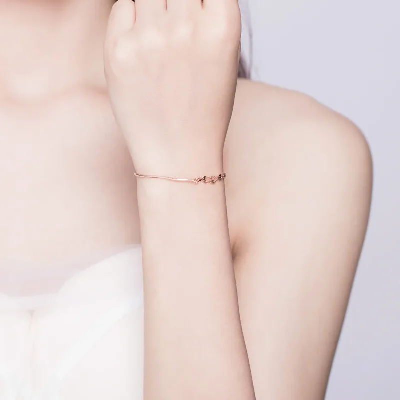 (bilde for) Pandora Style Rose Gold Simple Line Armbånd - SCB149 - Vis 6