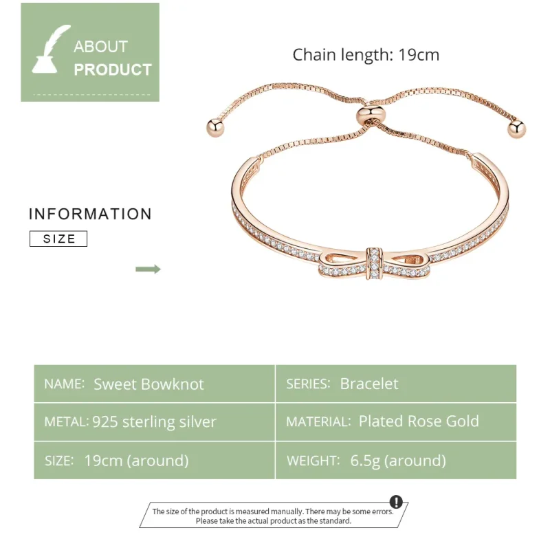 (bilde for) Pandora Style Rose Gold Søt Sløyfelås Slider Bangle - SCB108-C - Vis 5