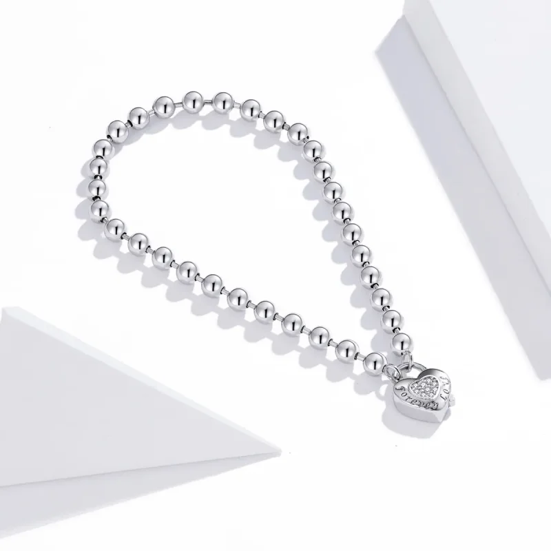 (bilde for) Pandora Style Silver Bead Chain armbånd - SCB203 - Vis 2
