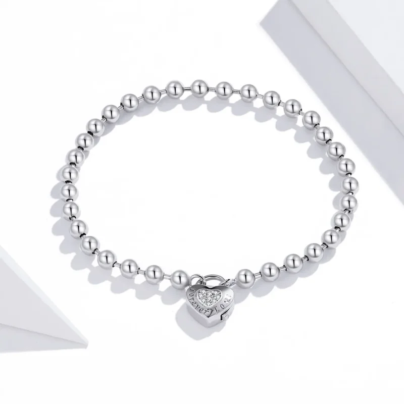 (bilde for) Pandora Style Silver Bead Chain armbånd - SCB203 - Vis 3