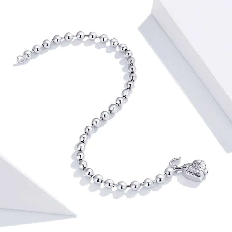(bilde for) Pandora Style Silver Bead Chain armbånd - SCB203 - Vis 4