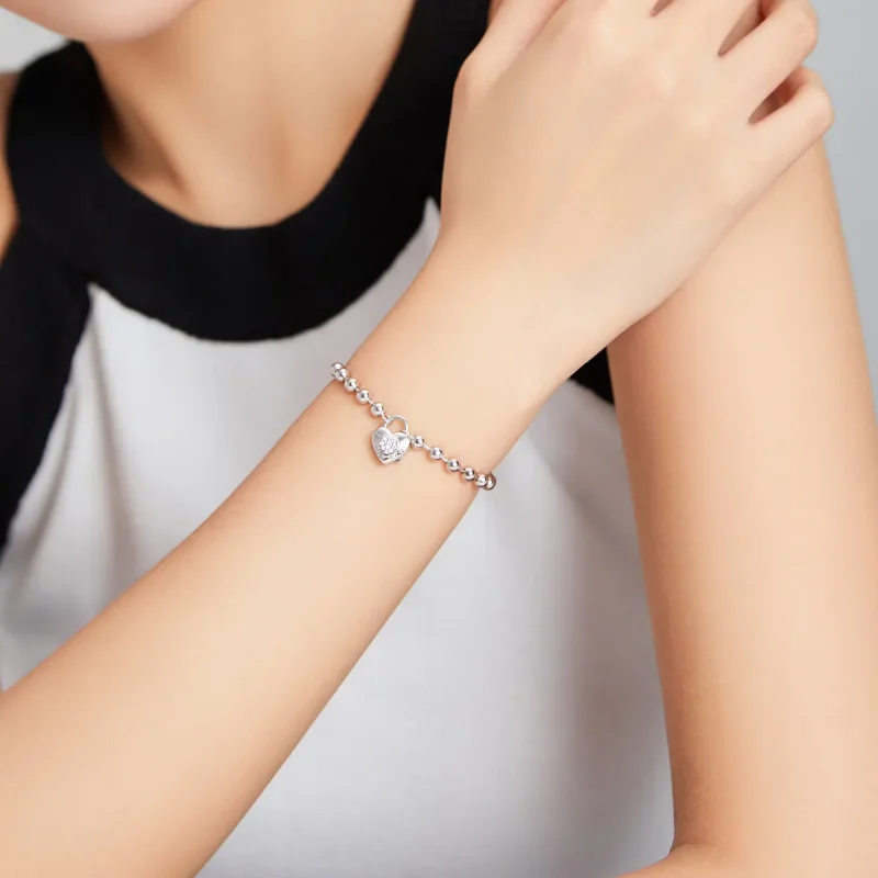 (bilde for) Pandora Style Silver Bead Chain armbånd - SCB203 - Vis 5