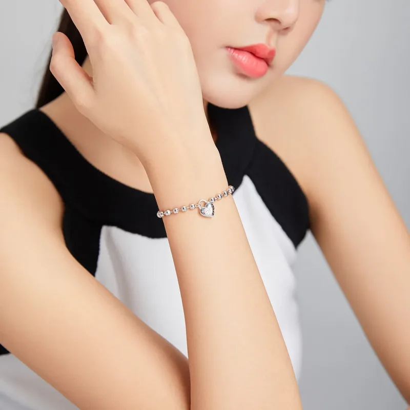 (bilde for) Pandora Style Silver Bead Chain armbånd - SCB203 - Vis 6