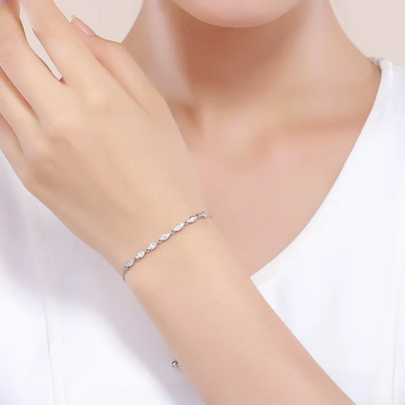 (bilde for) Pandora Style Silver Beauty of Simplicity Chain Slider Armbånd - SCB086 - Vis 2