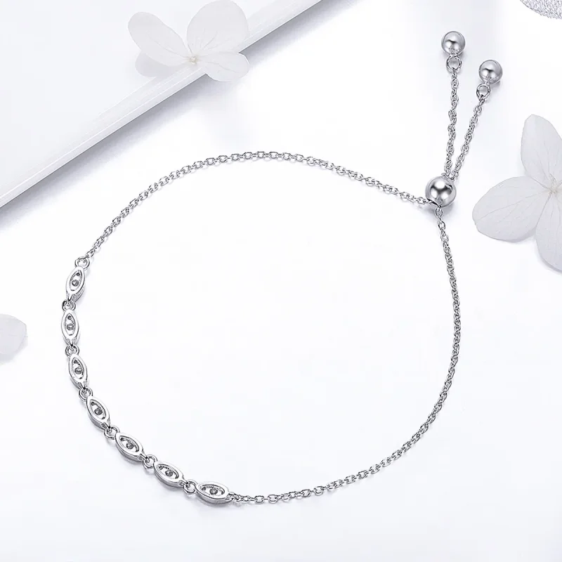 (bilde for) Pandora Style Silver Beauty of Simplicity Chain Slider Armbånd - SCB086 - Vis 3