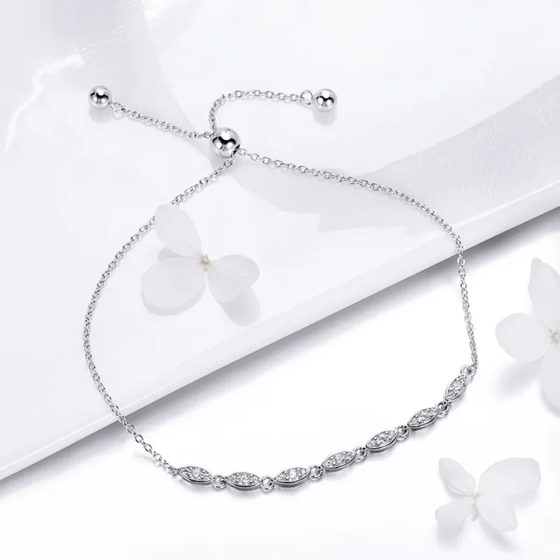 (bilde for) Pandora Style Silver Beauty of Simplicity Chain Slider Armbånd - SCB086 - Vis 4